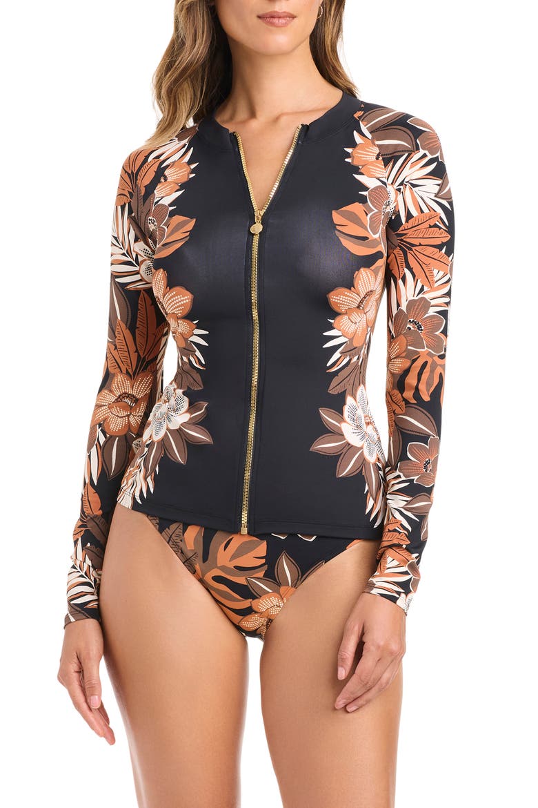 Long Sleeve Zip-Up Rashguard, Main, color, BLACK