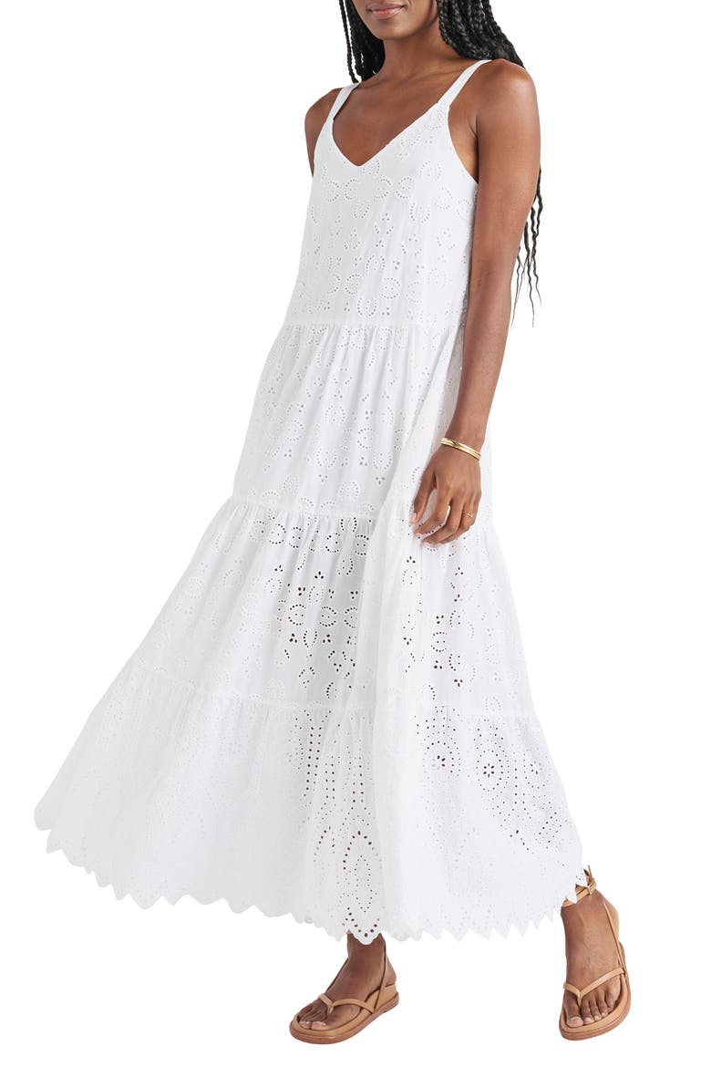 Wynona Eyelet Cotton Midi Dress, Main, color, WHITE