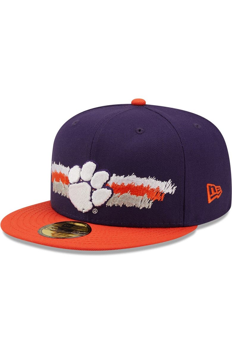 New Era Men's New Era Purple Clemson Tigers Scribble 59FIFTY Fitted Hat, Main, color,