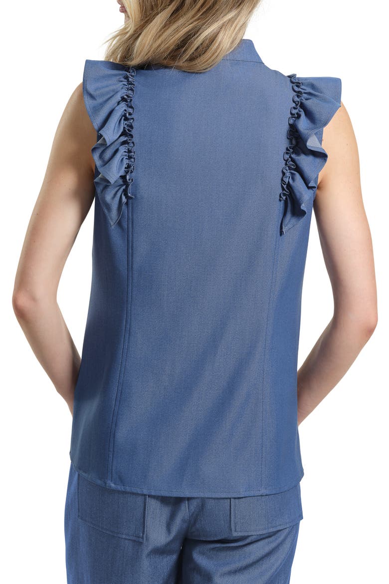 Ruffle Button-Up Shirt, Alternate, color, DENIM