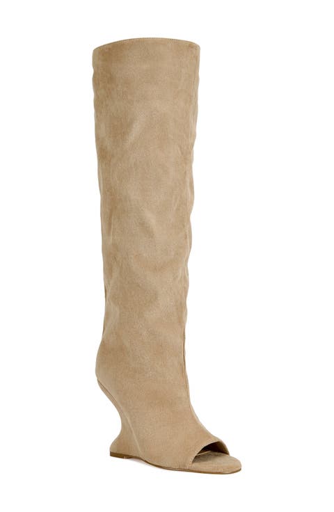 Vincent Knee High Open Toe Boot (Women)