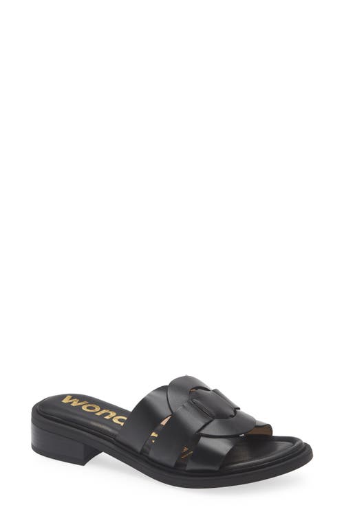 Wonders Leather Slide Sandal In Iseo Black