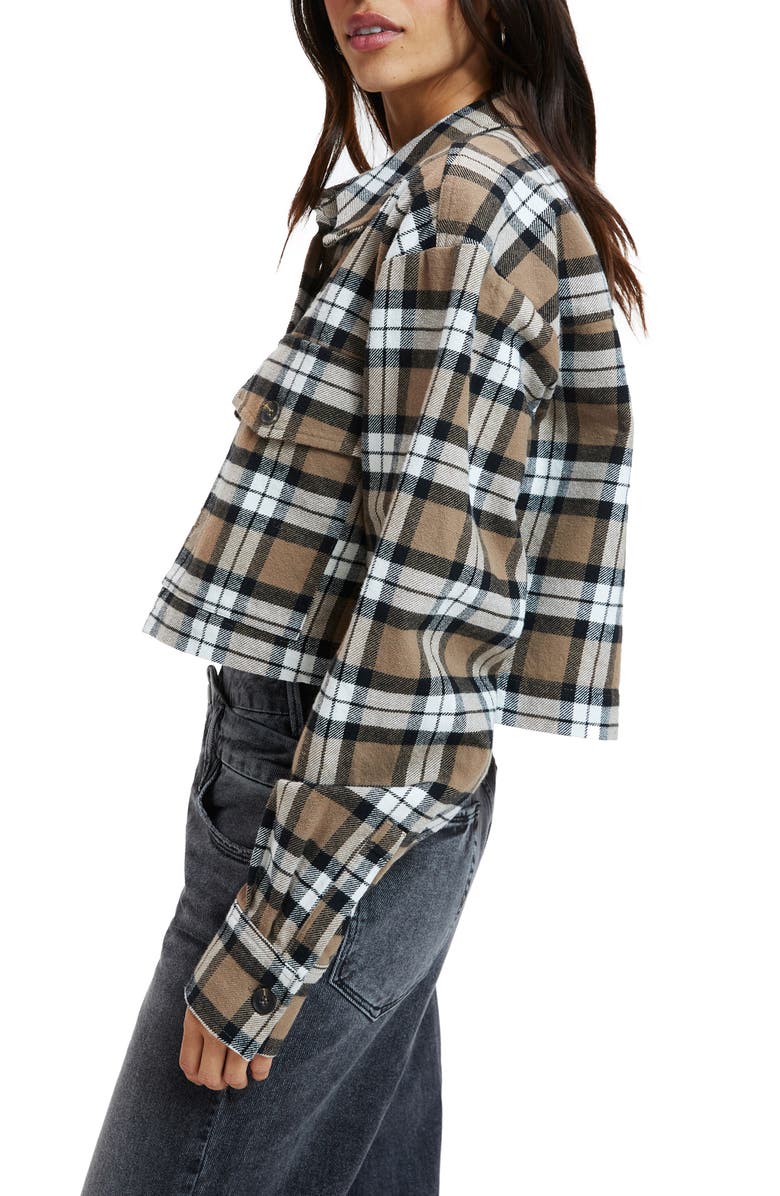Good American Flannel Crop Button-Up Shirt, Alternate, color, 