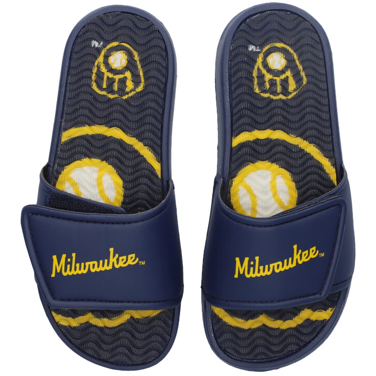 FOCO Youth FOCO Milwaukee Brewers Gel Slide Sandals, Main, color, 