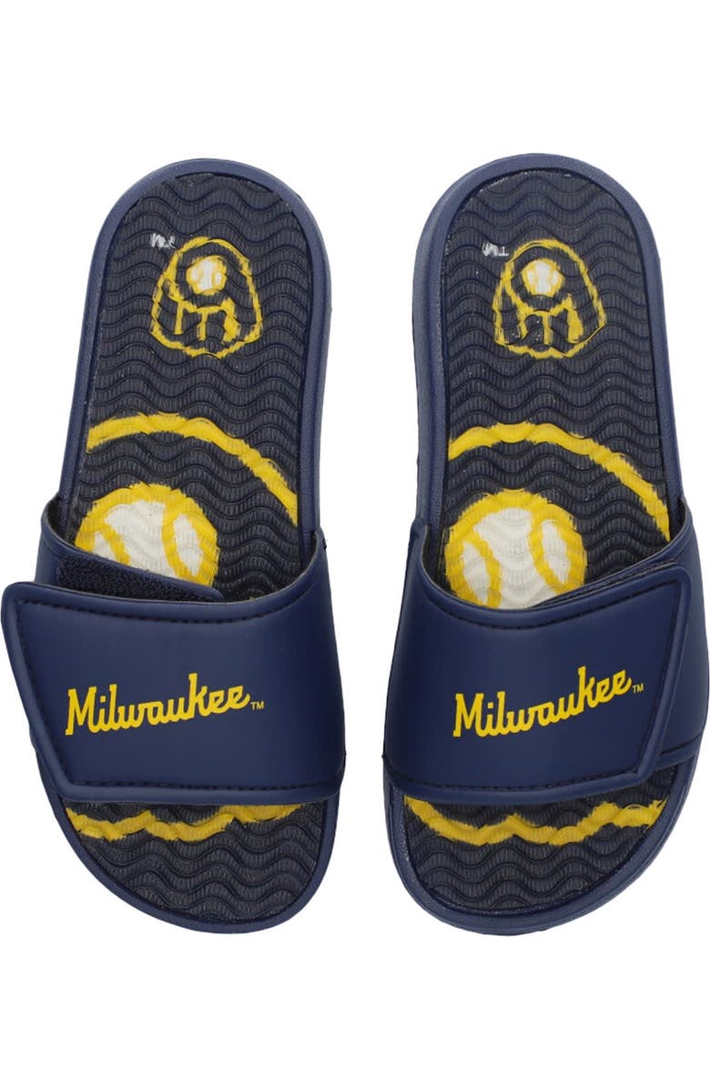 FOCO Youth FOCO Milwaukee Brewers Gel Slide Sandals, Main, color,
