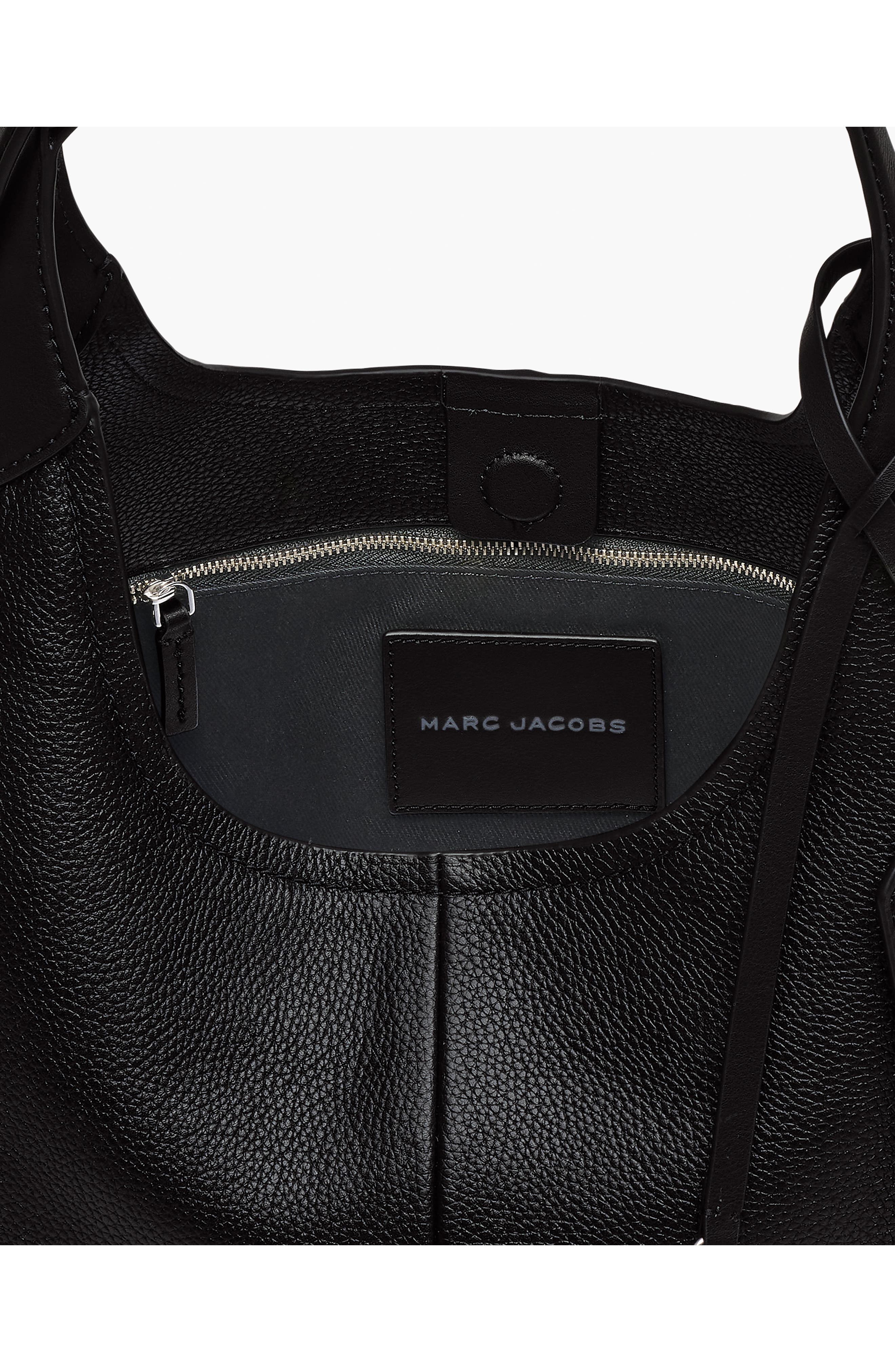The Belted Sack Leather Shoulder Bag, Alternate, color, BLACK