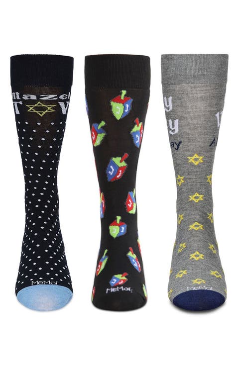 Assorted 3-Pack Hannukah Crew Socks