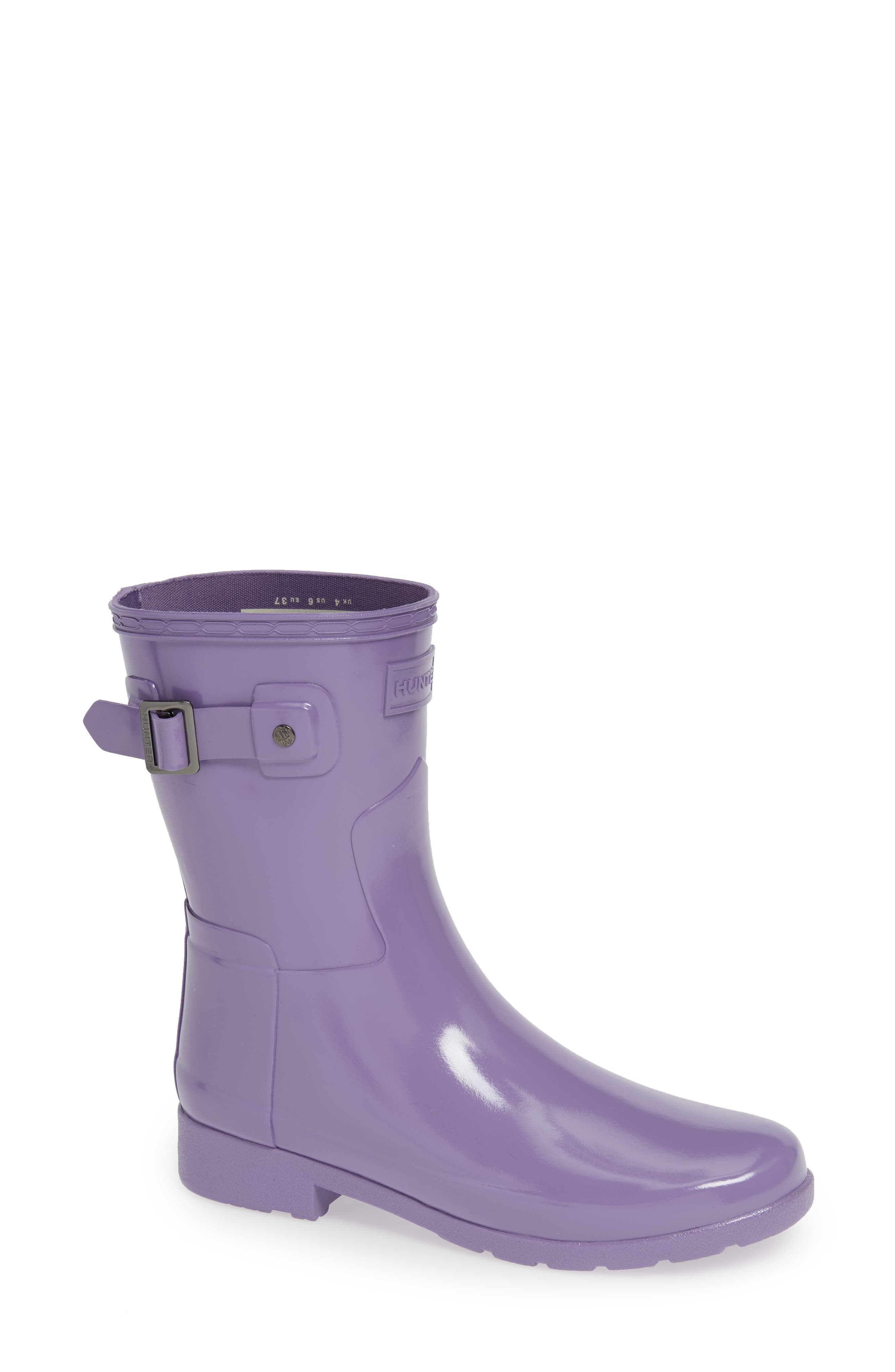 Refined Short Gloss Rain Boot, Main, color, PARMA VIOLET