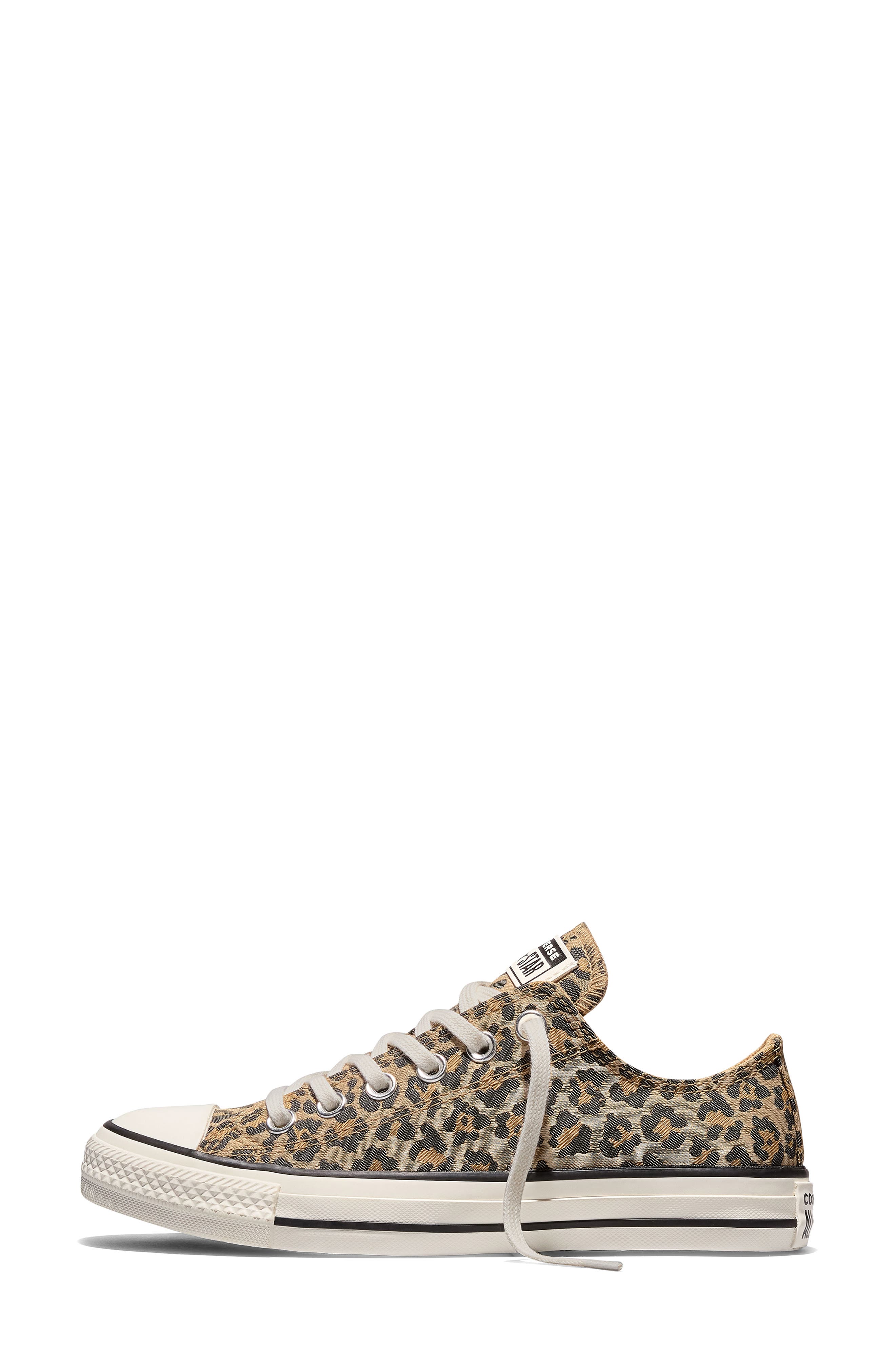 Chuck Taylor All Star Leopard Low Top Sneaker, Alternate, color, EGRET/ BLACK/ HONEY STICK