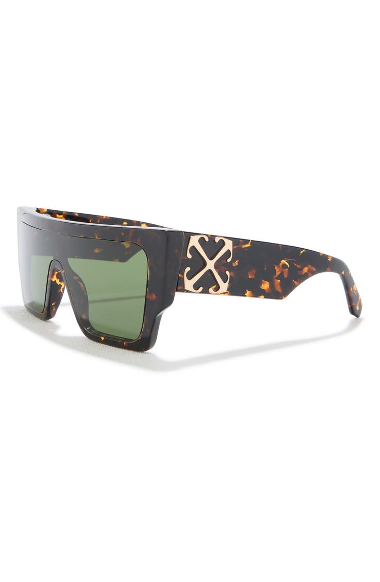 Off-White Marion 133mm Shield Sunglasses, Alternate, color, Havana Green