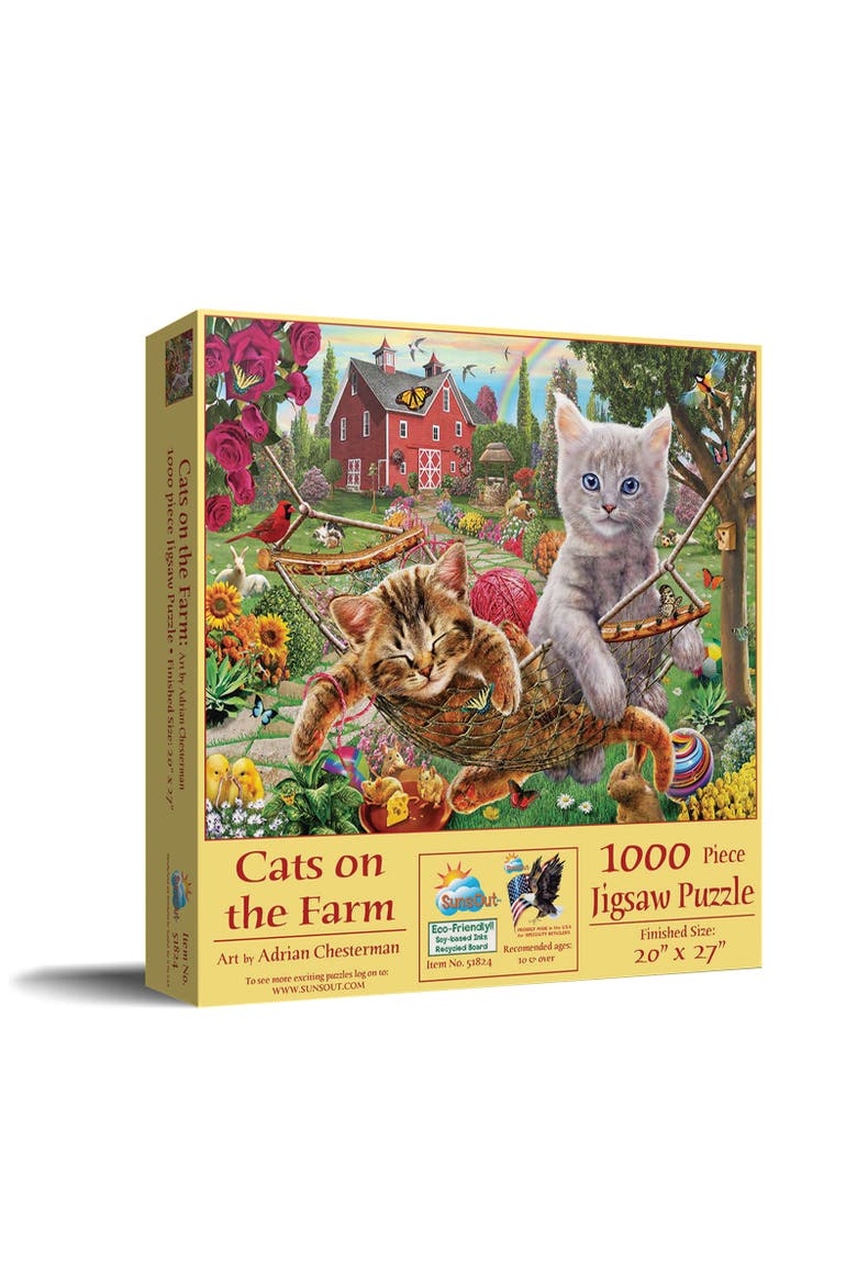 Cats on the Farm 1000 piece Jigsaw Puzzle for Adults, Main, color, Multicolor