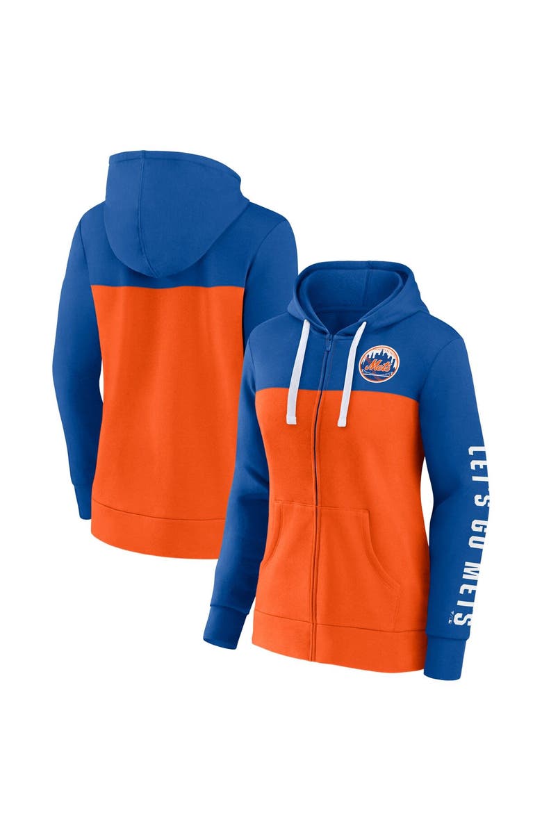 FANATICS Women's Fanatics Branded Royal/Orange New York Mets Take The Field Colorblocked Hoodie Full-Zip Jacket, Main, color, 