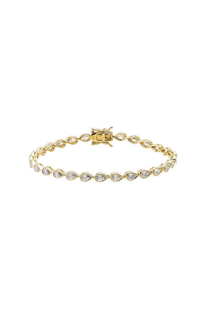Moissanite Pear Bezel Tennis Bracelet, Main, color, Gold