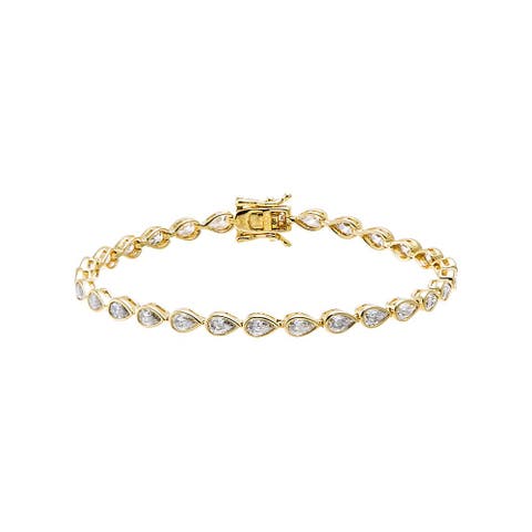 Moissanite Pear Bezel Tennis Bracelet