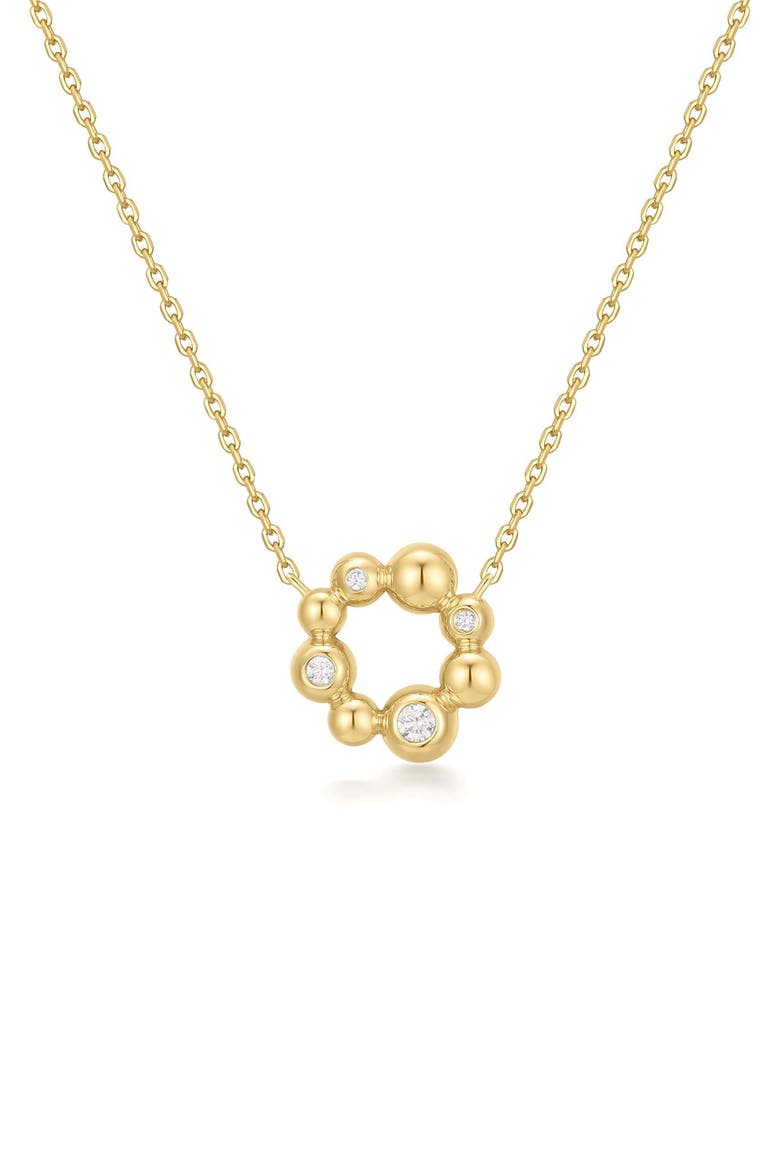 Cubic Zirconia Beaded Circle Pendant Necklace, Main, color, SHINY GOLD