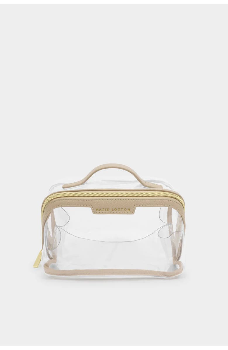 Katie Loxton Medium Clear Makeup and Toiletry Bag in Light Taupe, Main, color, Light Taupe