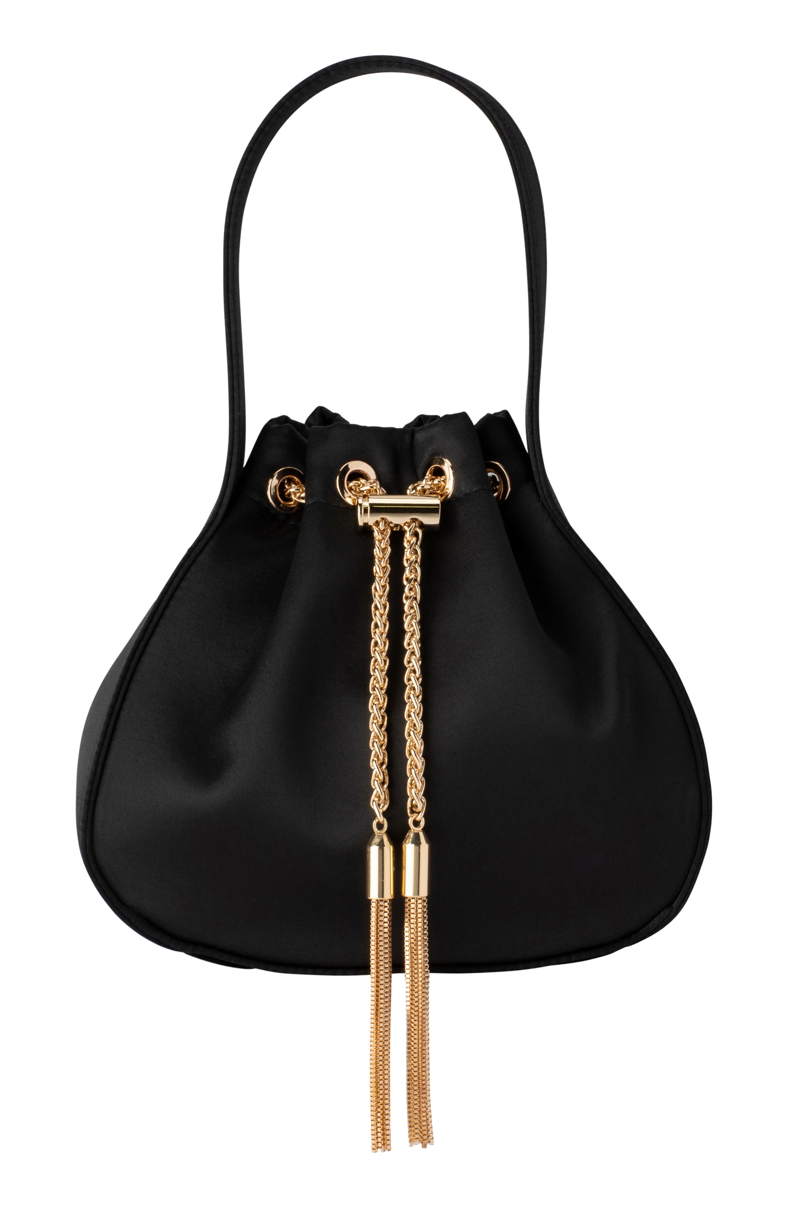 Olga Berg Miki Satin Drawstring Clutch