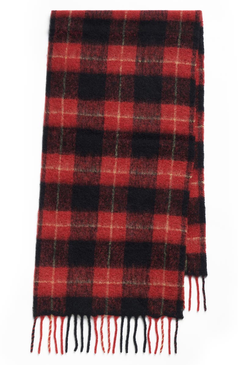 TOTEME Brushed Tartan Plaid Alpaca Blend Fringe Scarf, Main, color, 