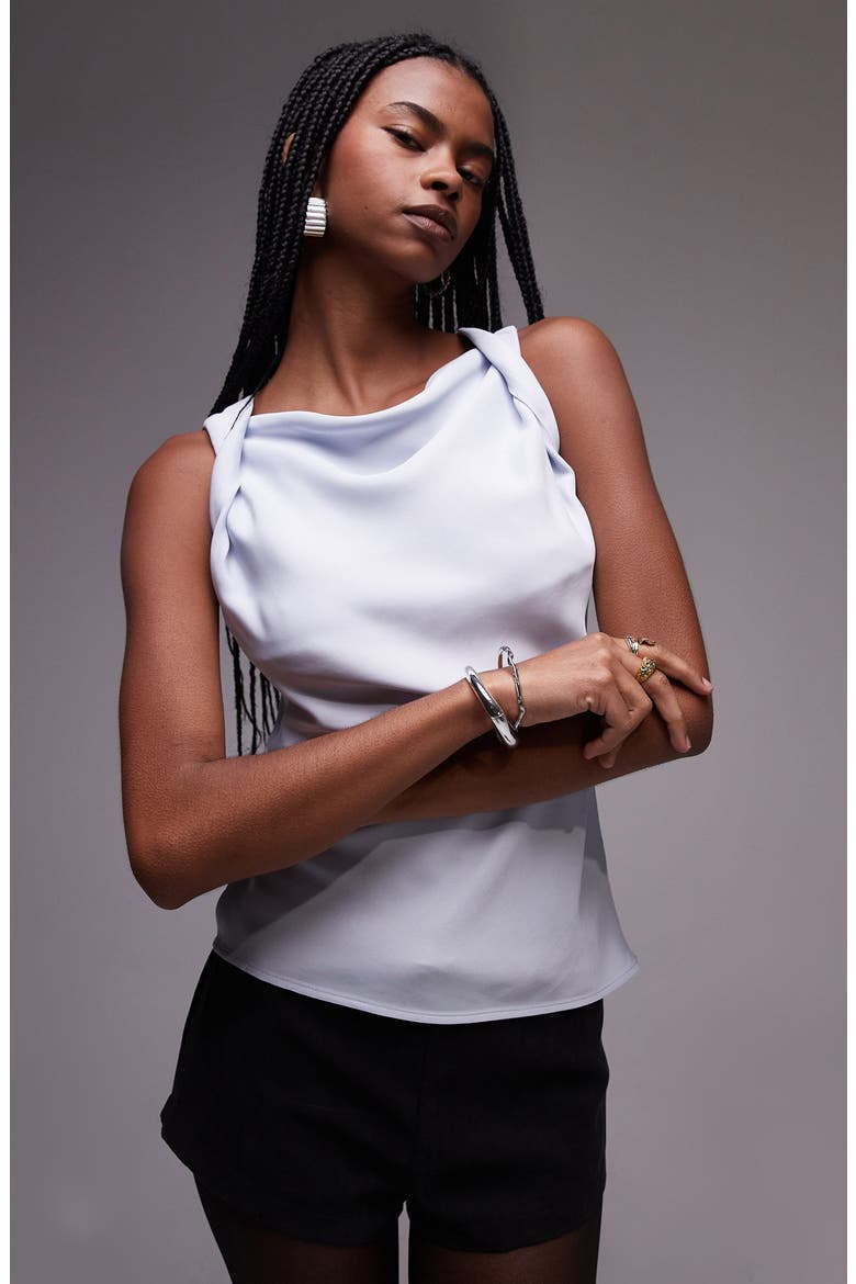 Twist Strap Sleeveless Top, Main, color, ICEY BLUE