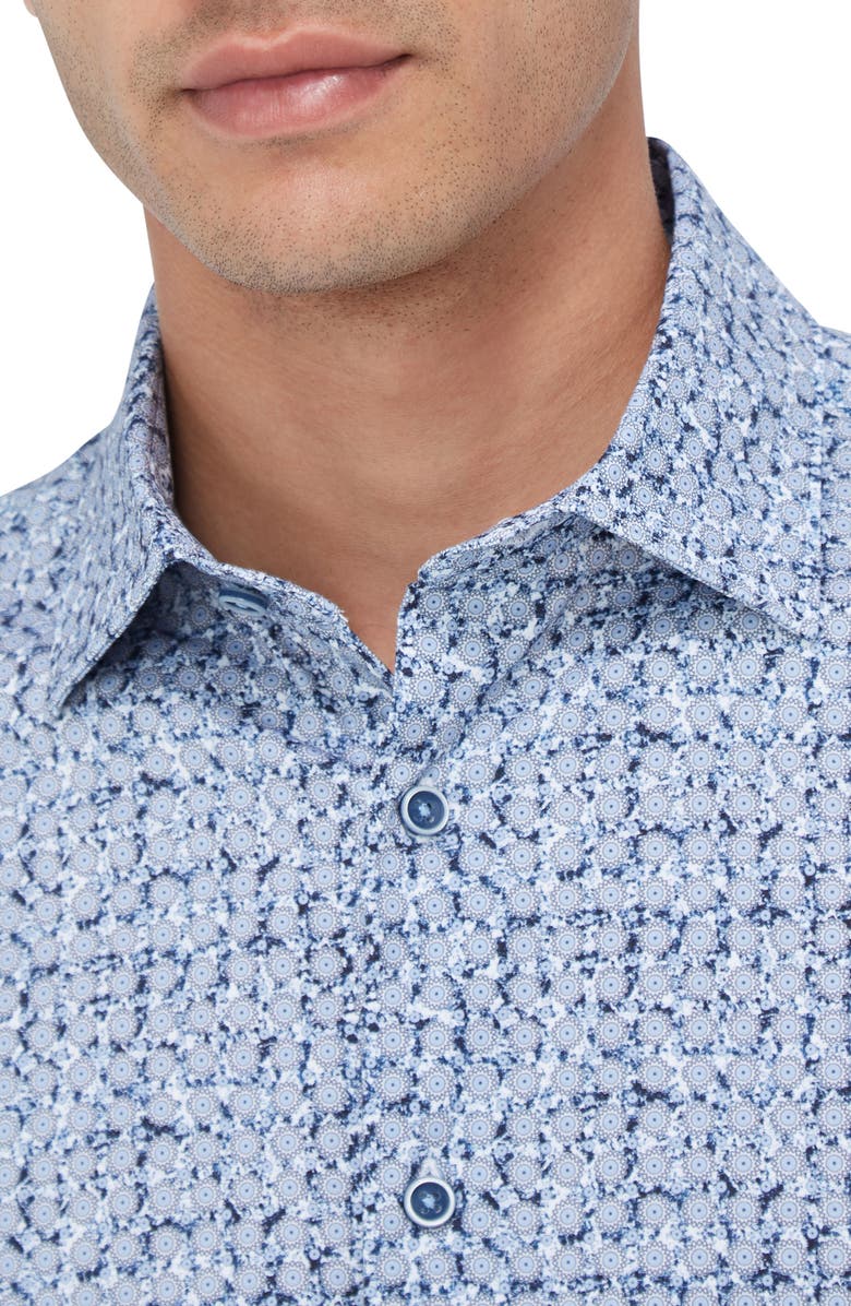 Bugatchi James OoohCotton<sup>®</sup> Medallion Print Button-Up Shirt, Alternate, color, Navy