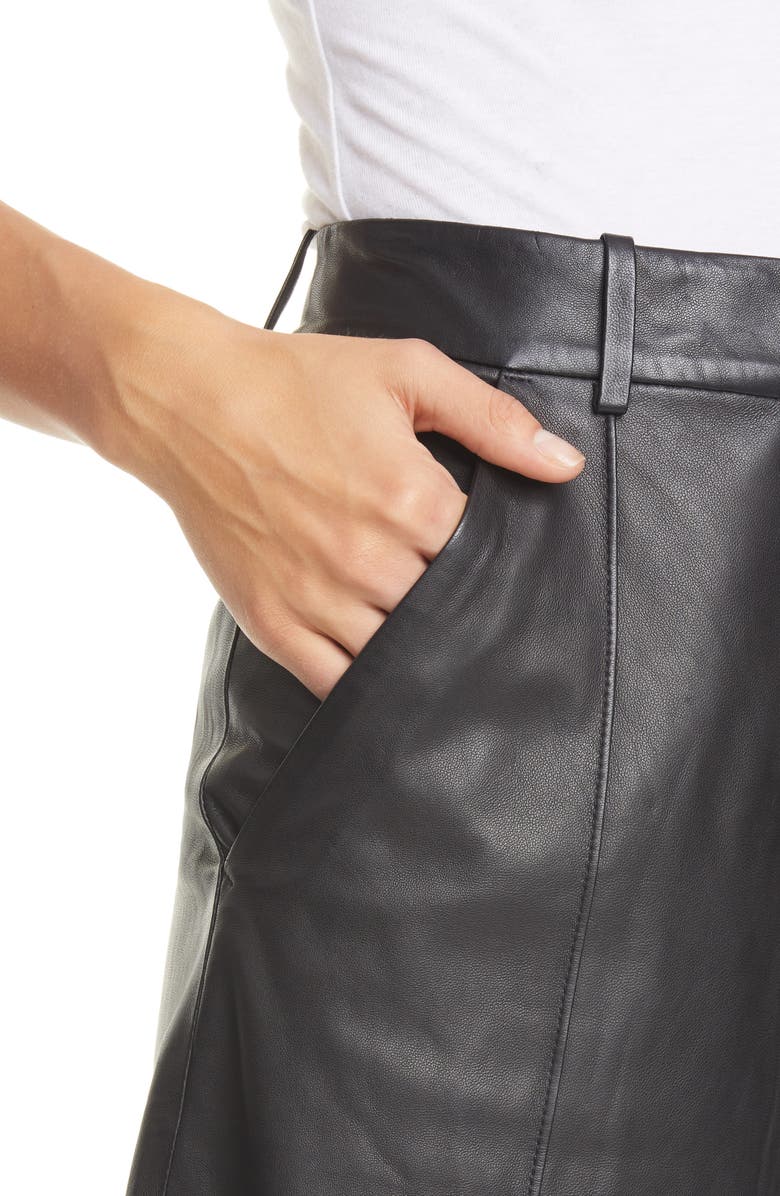 Veronica Beard Arnold Lambskin Leather Culottes, Alternate, color,