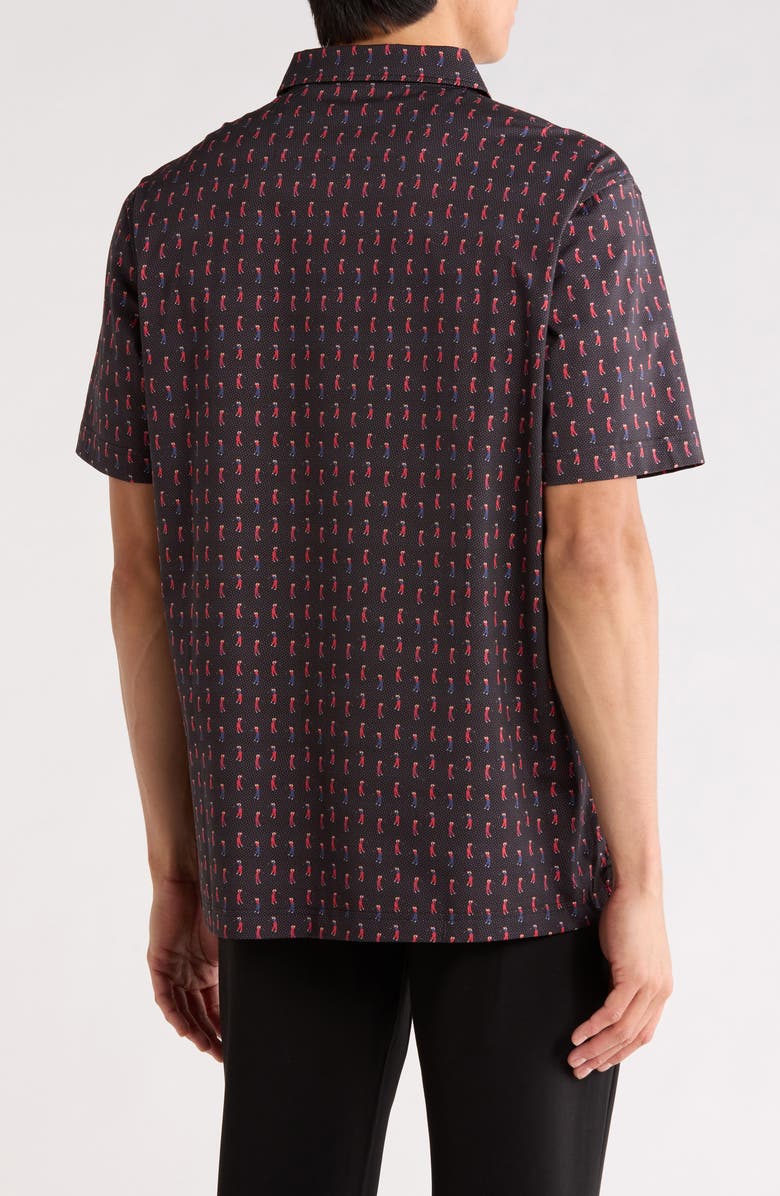 Bugatchi Print Cotton Knit Polo, Alternate, color, Black