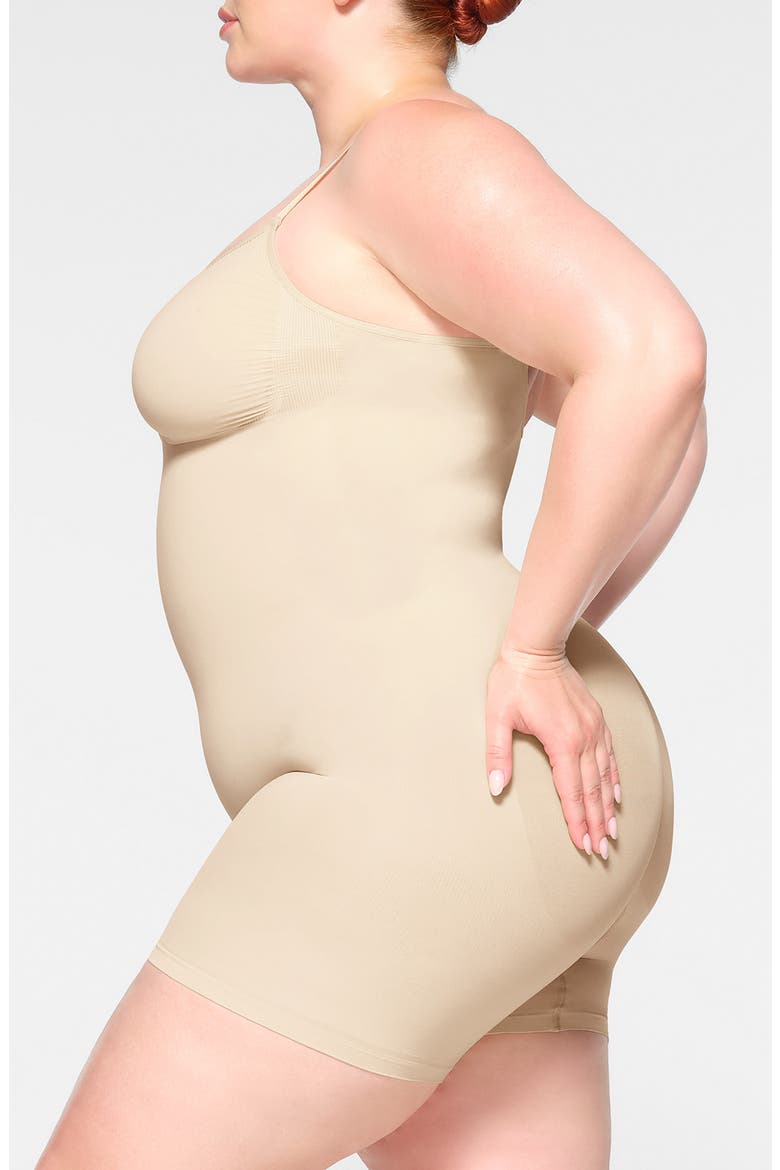 Seamless Sculpt Mid Thigh Bodysuit, Alternate, color, SAND