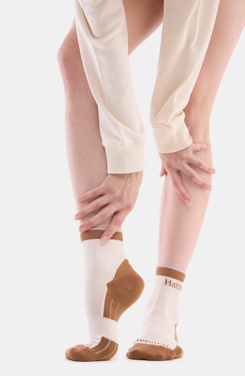 Halfdays Trail Merino Wool Blend Quarter Socks, Alternate, color, Oatmilk/ Nuthatch