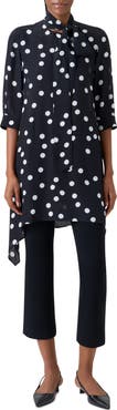 Akris punto Polka Dot Asymmetric Silk Tunic