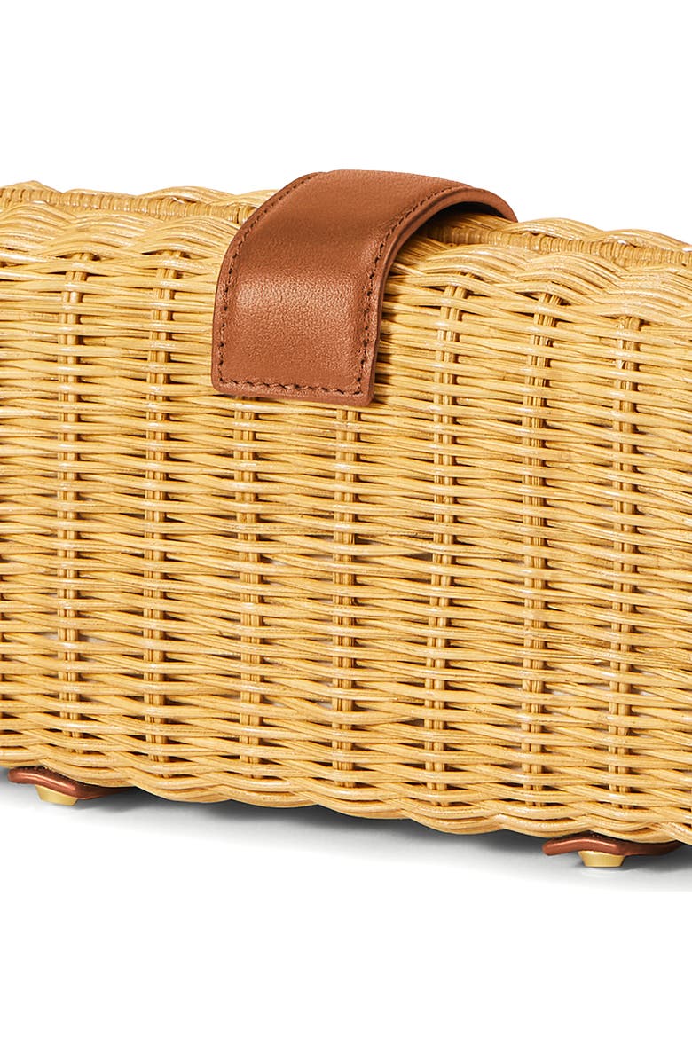 Veronica Beard Lock Rattan Box Clutch, Alternate, color, Natural Wicker Hazelwood
