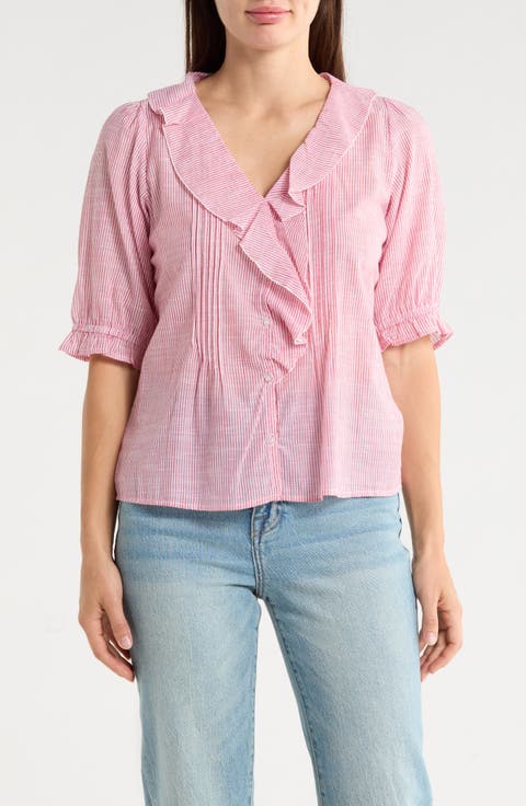 Ruffled Button-Up Shirt