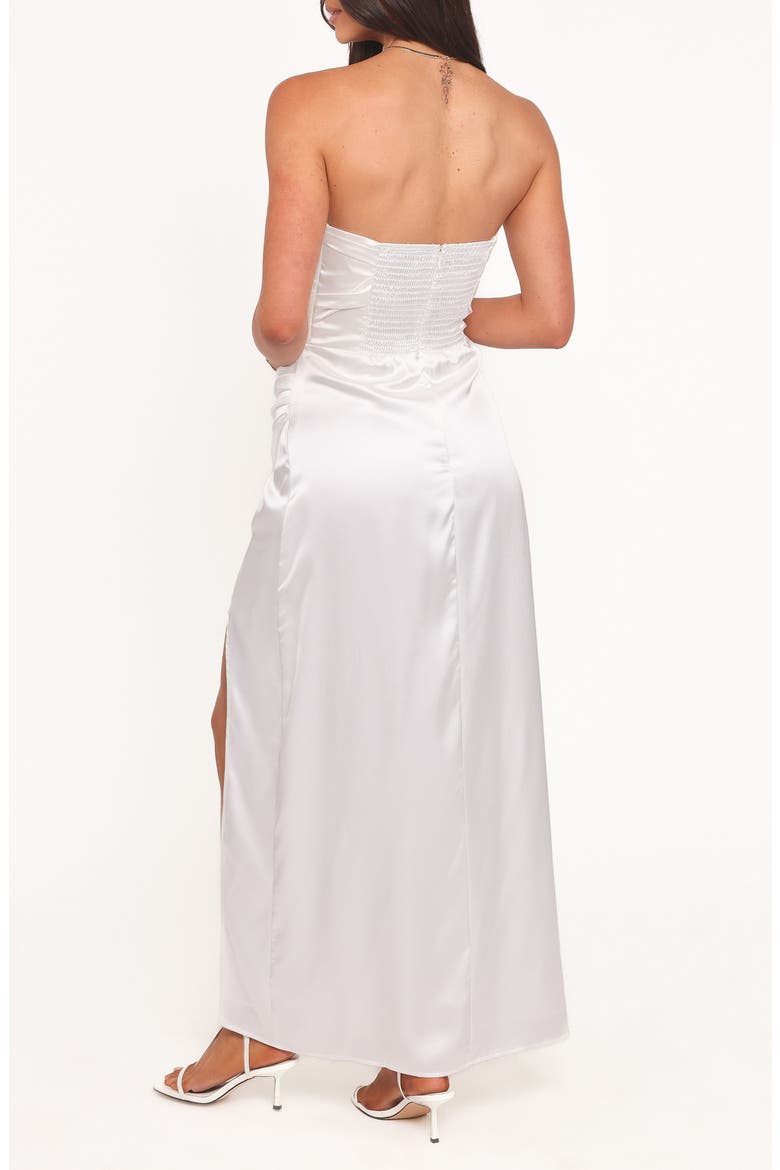 Kara Strapless Stretch Satin Gown, Alternate, color, WHITE