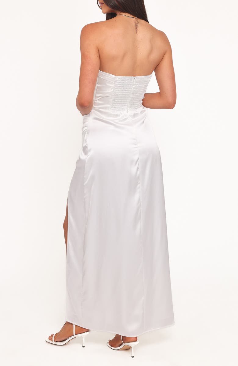 Petal & Pup Kara Strapless Stretch Satin Gown, Alternate, color, White