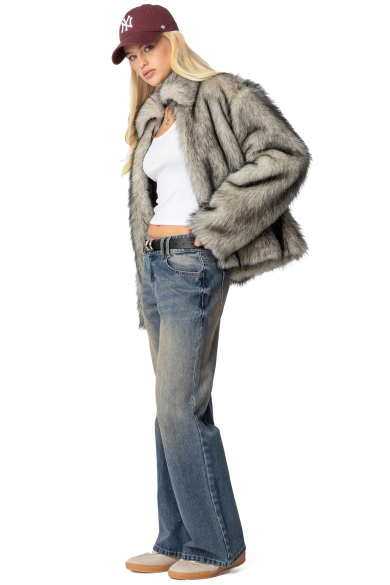 Mob Wife Faux Fur Jacket, Alternate, color, BLACK-AND-WHITE