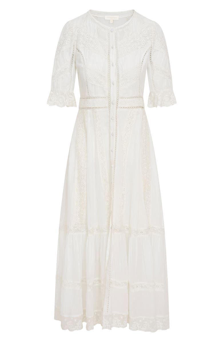 LoveShackFancy Jovina Lace Detail Cotton Dress, Alternate, color, 