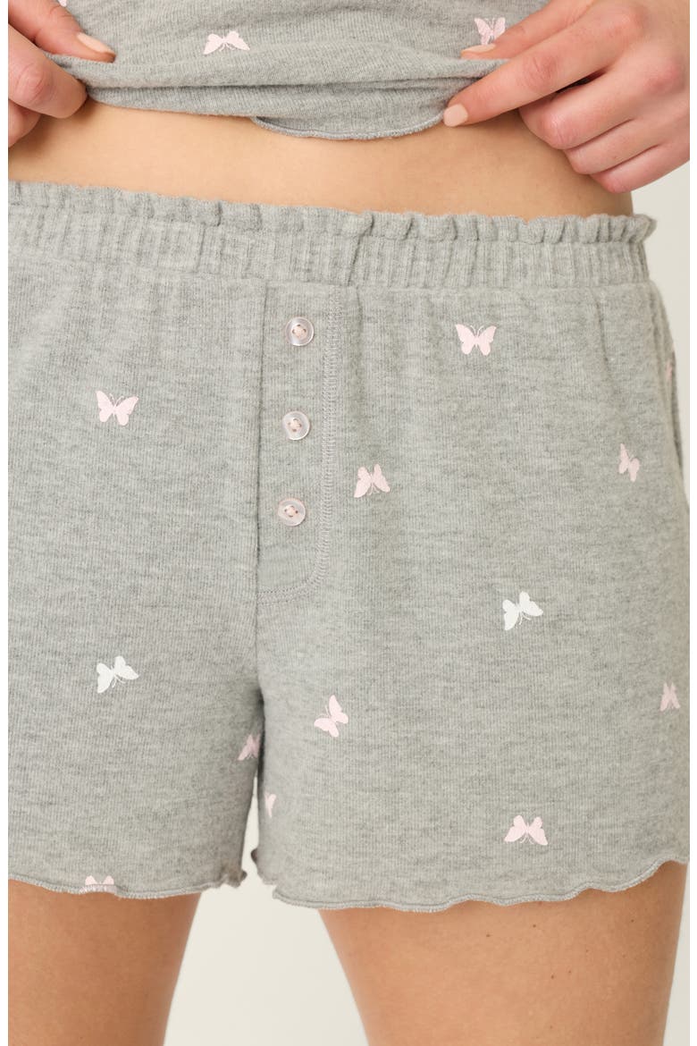 Peachy Mix Match Butterfly Pajama Shorts, Alternate, color, HEATHER GREY