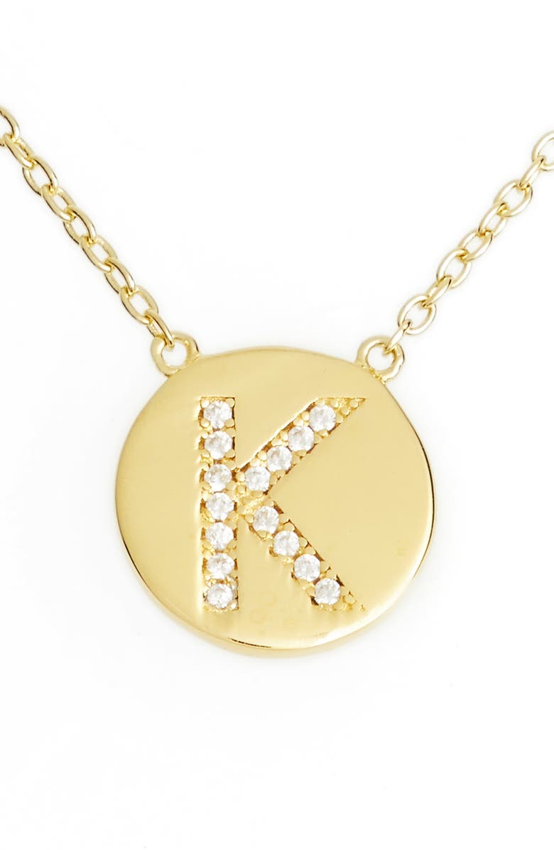 Sterling Forever Crystal Embellished Initial Pendant, Main, color,