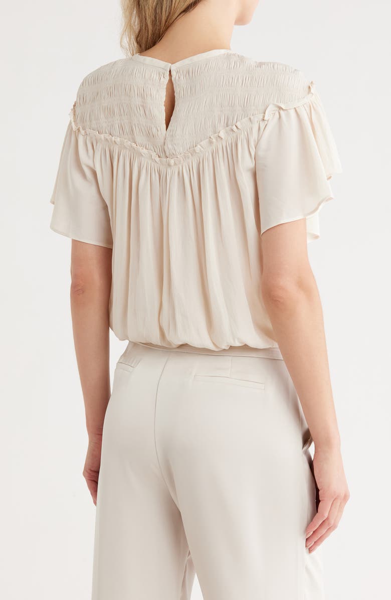 Ramy Brook Tess Flutter Sleeve Crop Top, Alternate, color, Antique White