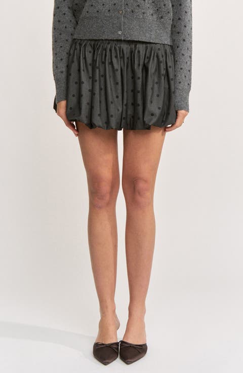 Adrienne Polka Dot Bubble Hem Miniskirt