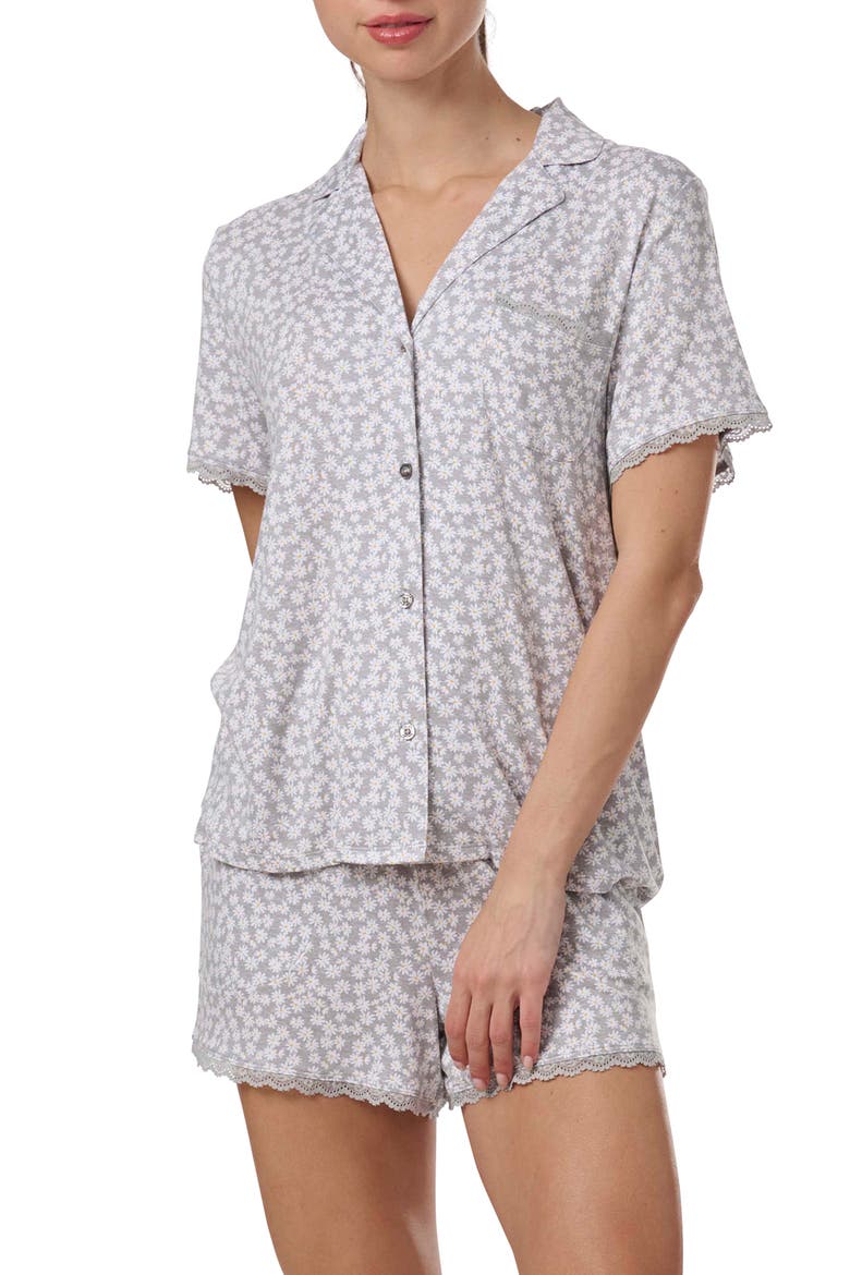 Notch Collar Short Pajamas, Main, color, DAISY POP TOSS