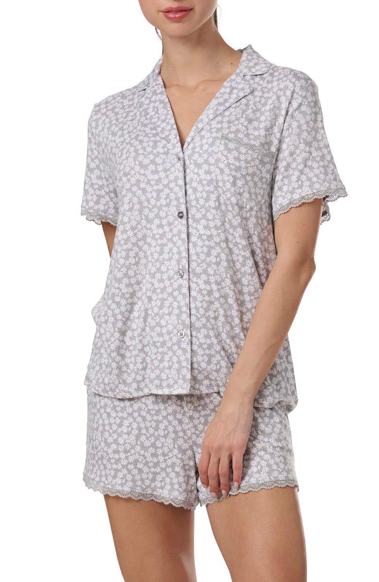 Splendid Notch Collar Short Pajamas, Main, color, Daisy Pop Toss