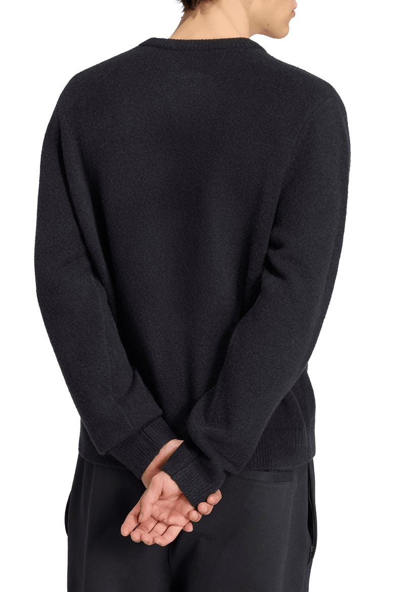 Trefoil Embroidered Crewneck Sweater, Alternate, color, BLACK