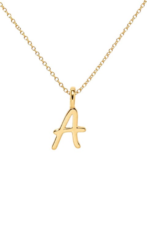 Script Initial Charm Necklace