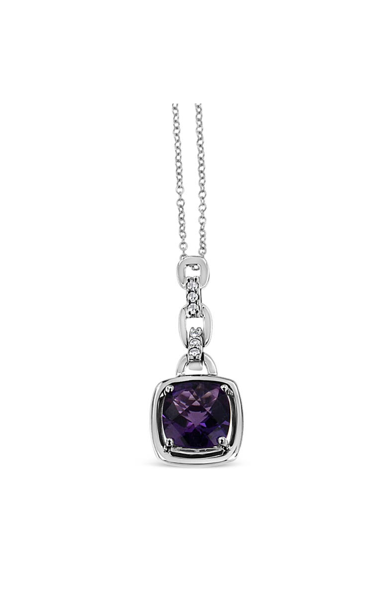 Haus of Brilliance Silver Purple Amethyst and Diamond Accented Bale Inch Pendant Necklace, Alternate, color, White