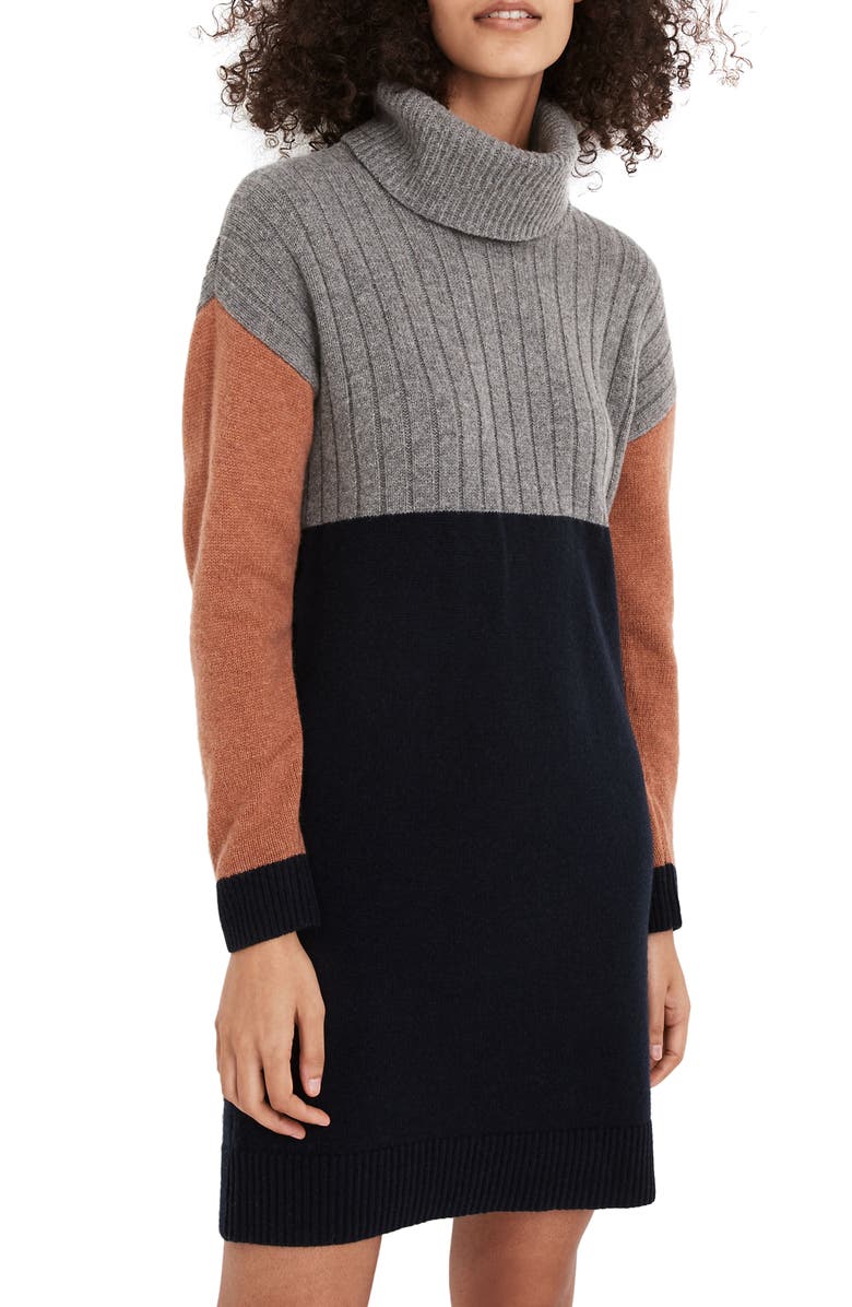 Madewell Colorblock Turtleneck Sweater Dress | Nordstrom
