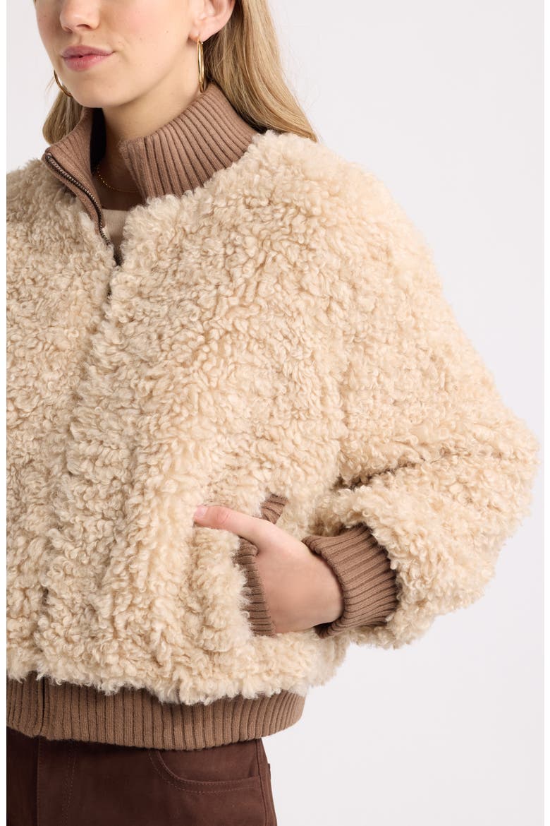 Faux Shearling Bomber Jacket, Alternate, color, NATURAL
