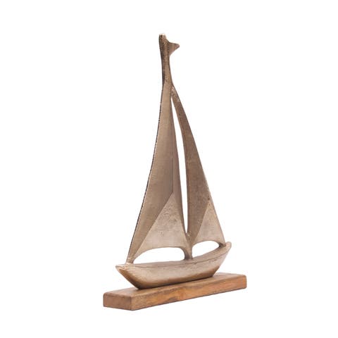 Metal Solid Sailboat Coastal Decorative Figurine