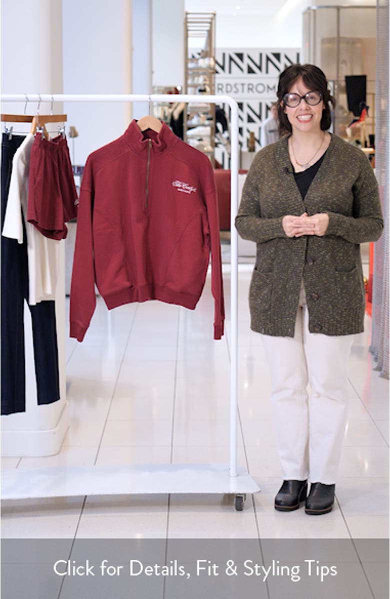 x The Carlyle Embroidered Quarter Zip Sweatshirt, sales video thumbnail