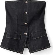MANGO Clemence Denim Bustier Top