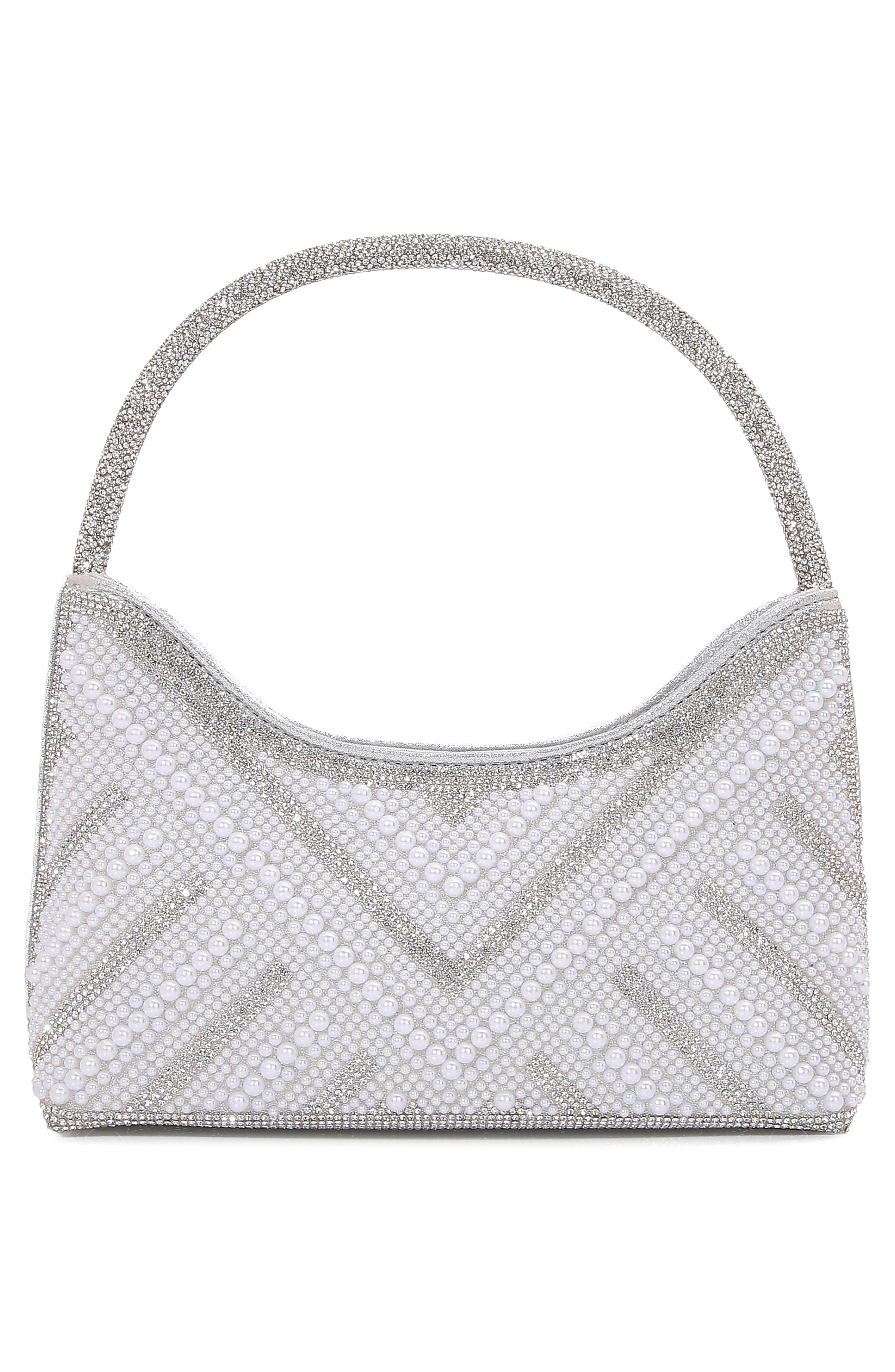 Rhinestone Beaded Shoulder Bag, Alternate, color, PEARL